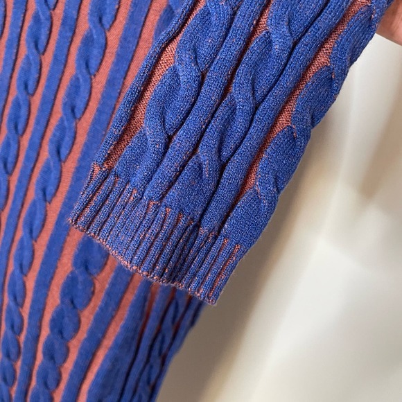 NWT L’AGENCE Women’s Ciela Midi Cable Knit Sweater Turtle Neck Blue Rust Size XS - Picture 6 of 9